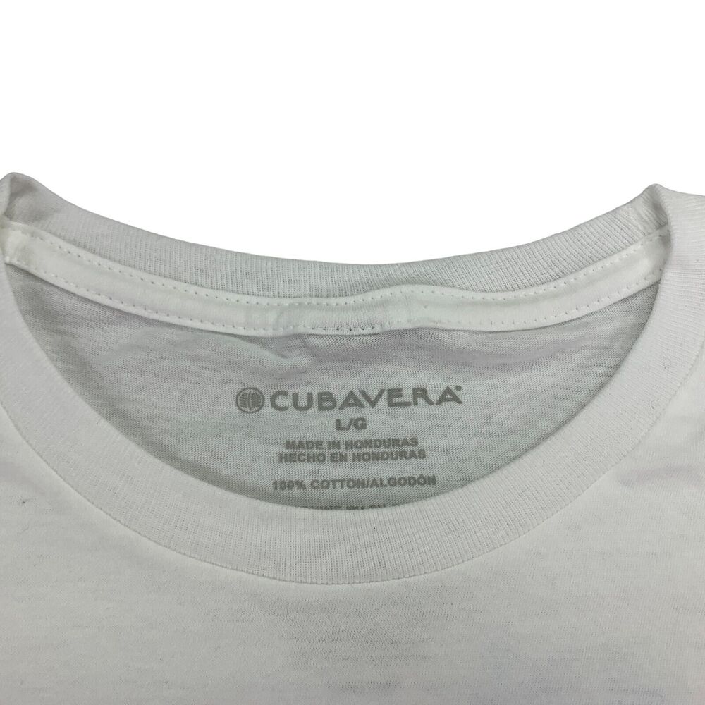 Cubavera Mens Graphic Crewneck Short Sleeve Cotton T-Shirt White L - Picture 4 of 4